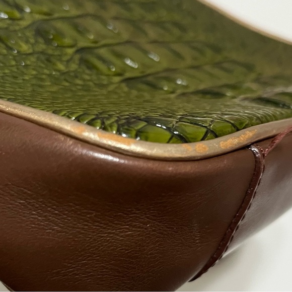Brahmin green croc/brown/gold crossbody